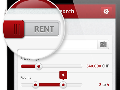 Real Estate Mobile App app grey iphone mobile real estate red search switch