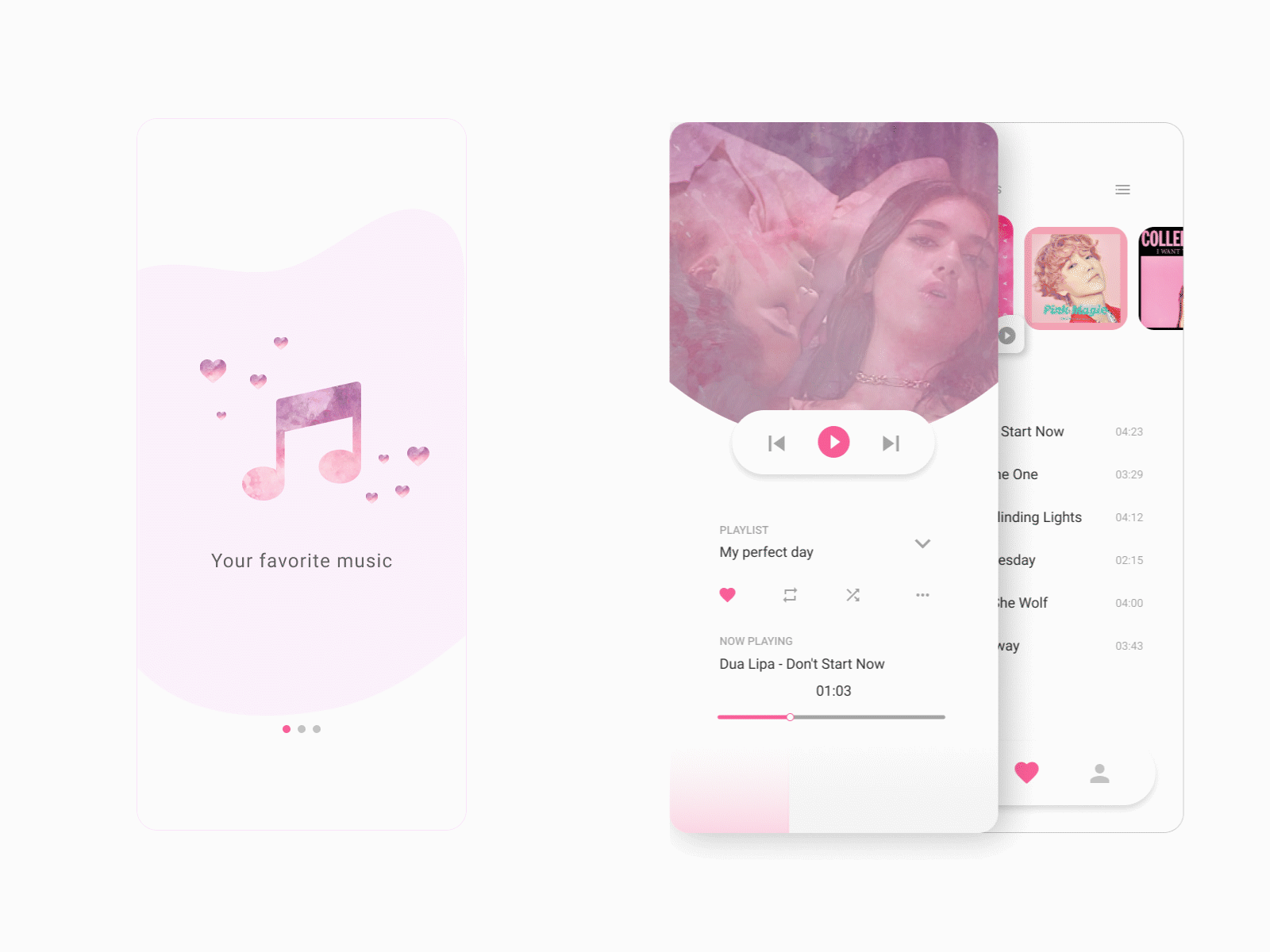 Valentines day themed music app