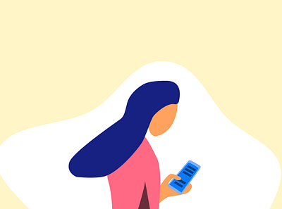 Girl on a phone design illustration