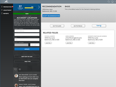 Claims Adjustment Interface