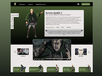 Attack On titan Characters Concept anime attack on titan concept cool design erwin green landing page landing page ui landingpage top ux ui designer uidesign vector web banner web design webdesign website design website designer