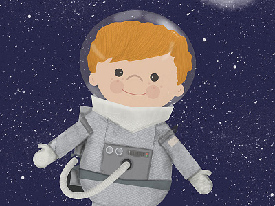Spaceman childrens illustration illustrations retro texture vintage