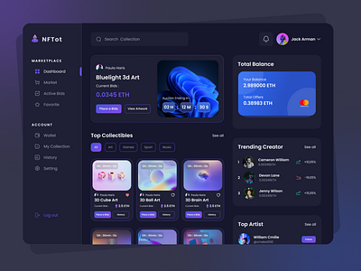 Nft Dashboard Ui Design