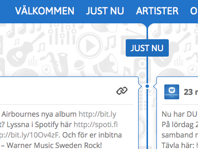 Warner Music Sweden navigation timeline ui web