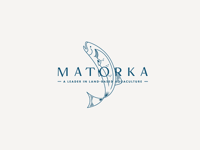 Draft Concept 3 for Matorka aquaculture brand fish food product logo matorka salmon