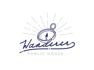 Initial Concept for Wanderer Chattanooga adventure branding chattanooga compass handdone type logotype restaurant design script tn typography
