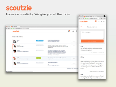 Scoutzie Project Messaging System bootstrap design freelancer interaction management messaging project responsive website work