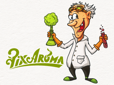 Pixaroma Mascot design illustration mad mascot pixaroma science vector