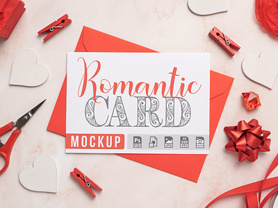 Romantic Card with Envelope Mockup