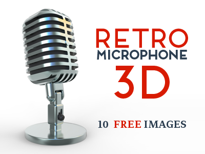 Old Microphone 3D 3d chrome cinema4d dj free microphone music old radio render retro vintage