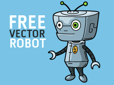 Free Vector Robot ai cartoon character cute download eps free little mascot robot vector
