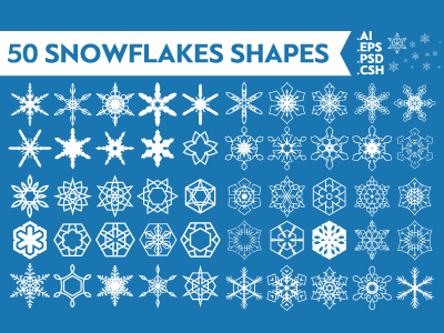 50 Snowflakes Vector Shapes