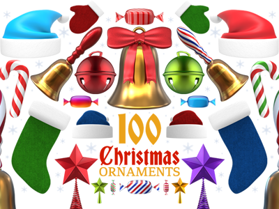 Christmas Ornaments And Items 3D bell candy candy cane christmas christmas stocking glove reindeer bell santa bell santa hat santa sack star xmas