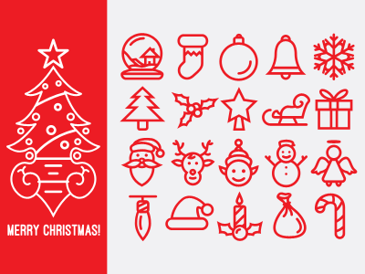 Christmas Line Icons christmas elf flake gift hat icon line mistletoe santa sleigh vector xmas