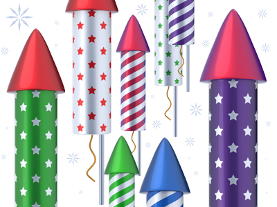 Fireworks Rockets 3D 3d celebrate celebration christmas event firecracker firework fireworks new year render rocket xmas