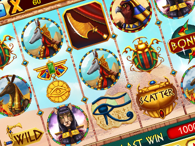 Egypt Slots game preview level 3 ancient design digital painting game slots