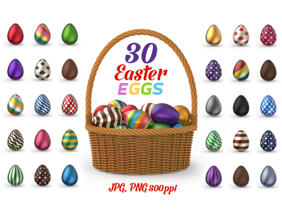 30 Easter Eggs 3D