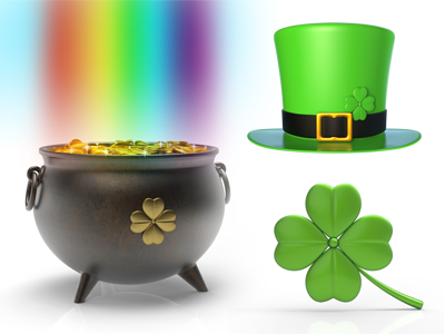 St Patrick Day Items 3D 3d cauldron clover day design gold hat irish patrick pot render st