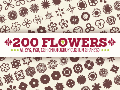 200 Flowers - Vector Shapes Set