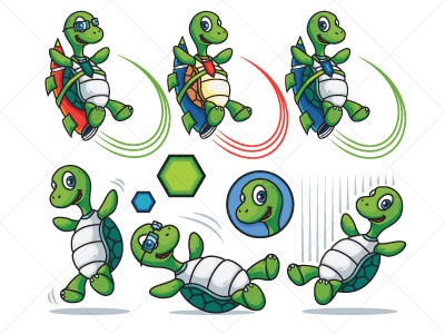 Cartoon Vector Turtle Character Set animal cartoon character cute flying happy illustration rocket set tortoise turtle vector