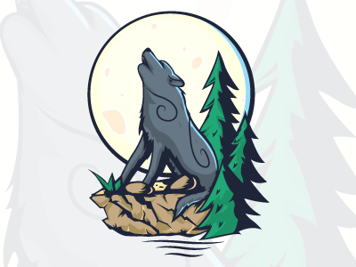 Free Vector Wolf Illustration download free freebie illustration moon stone tree vector wolf
