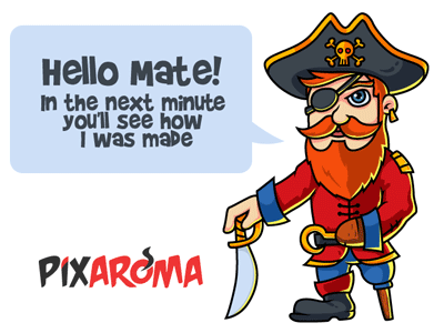 Free Vector Cartoon Pirate Character plus Process