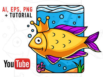 Free Vector Fish Illustration and Video Tutorial design fish free illustration illustrator photoshop pixaroma process tutorial vector video youtube