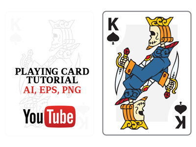 Free King of Bones Playing Card + Video Tutorial bones design free freebie halloween king playing card process skull tutorial vector youtube