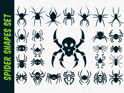 Spider Vector Shapes Set For Halloween