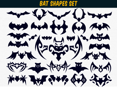 Bat Vector Shapes Set for Halloween