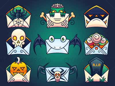 Halloween Mail Icons Set contact email envelope halloween icon illustration mail skull spider vector web