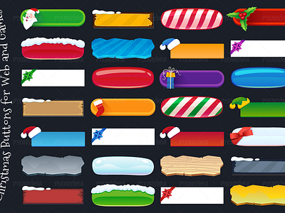 Christmas Buttons For Web And Games By Pixaroma On Dribbble