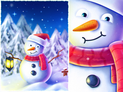 Free Snowman Digital Painting + Speedpaint Video christmas digital painting environment free greeting card holiday illustration porcess snowman video winter youtube