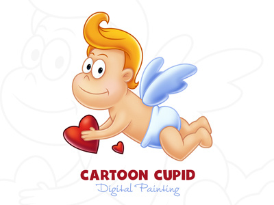 Cartoon Cupid - Digital Painting angel baby cartoon character cupid cute design digital painting flying illustration society6 valentine