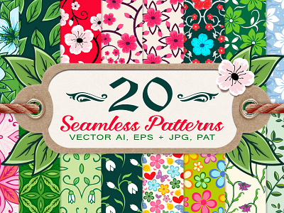 20 Spring Floral Seamless Patterns background blossom decorative fashion floral flower leaf pattern seamless spring texture wallpaper