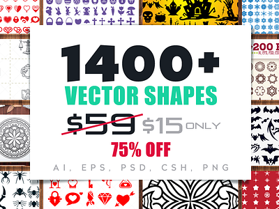 1400+ Vector Shapes Bundle 75% OFF - Super Deal bundle deal easter halloween illustration mandala set shape snowflake symbol valentines vector