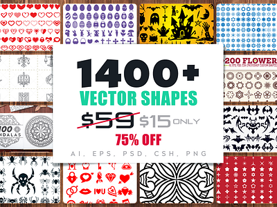 Download 1400 Vector Shapes Bundle 75 Off Super Deal By Pixaroma On Dribbble