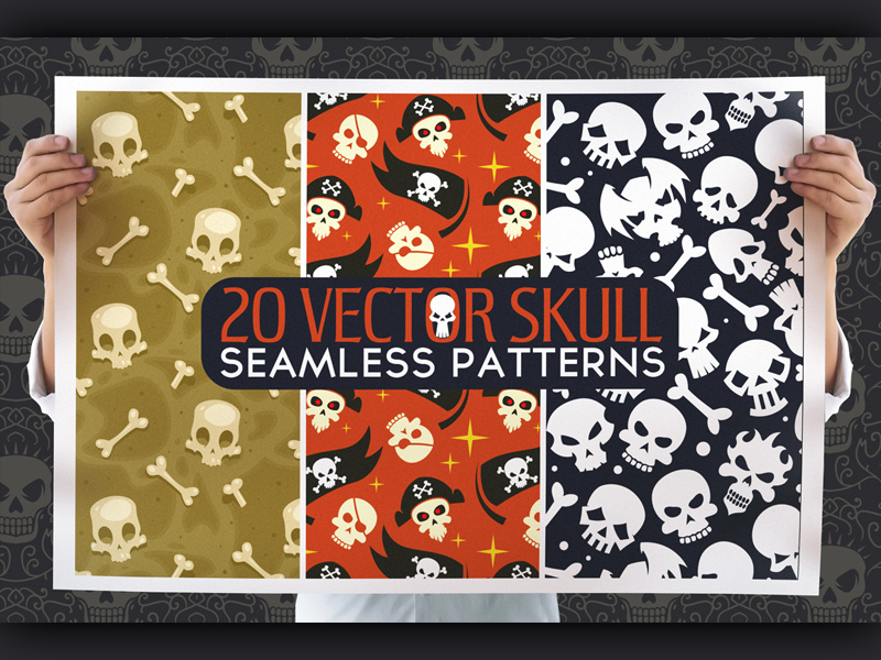 20 Skull Seamless Vector Patterns by pixaroma on Dribbble