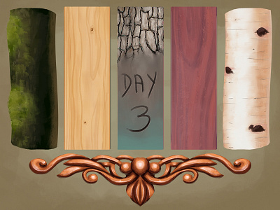 Digital Painting Day 3 - Wood day 3 decoration digital digital painting illustration material painting pixaroma study texture tree wood