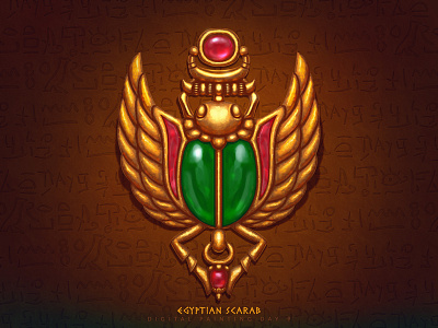 Digital Painting Day 9 - Egyptian Scarab day 9 design digital digital painting egypt egyptian scarab gem gold illustration painting scarab study