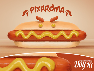 Digital Painting Day 16 - Hot Dog character day 16 design digital digital painting food hot dog illustration painting study