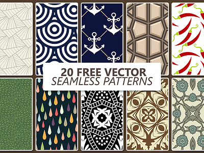 20 Free Vector Seamless Patterns abstract circles design download free freebies pattern seamless seamless patterns set vector vintage