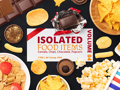 Isolated Food Items Vol.4 bowl breakfast cereal chips chocolate fast food food isolated mockup psd snack
