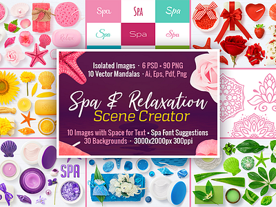 Spa And Relaxation Scene Creator bundle creator design isolated items mandala mockup objects relaxation scene spa