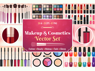 Makeup And Cosmetics Vector Set