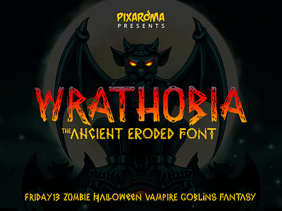 Wrathobia Display Font alphabet ancient display eroded font fontself graphic halloween letter text type wrathobia