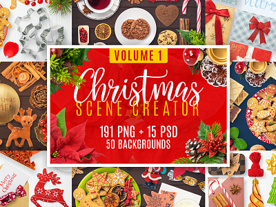 Christmas Scene Creator Volume 1 bundle christmas creator design mockup objects png psd scene scene creator set winter