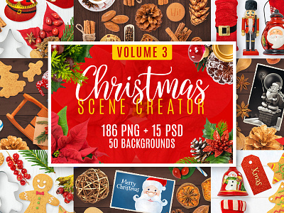 Christmas Scene Creator Volume 3 bundle christmas creator design mockup objects png psd scene scene creator set winter