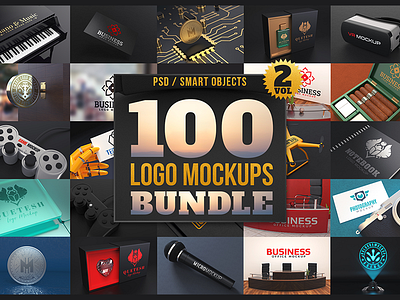 100 Logo Mockups Bundle Vol.2