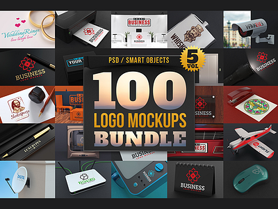 100 Logo Mockups Bundle Vol.5